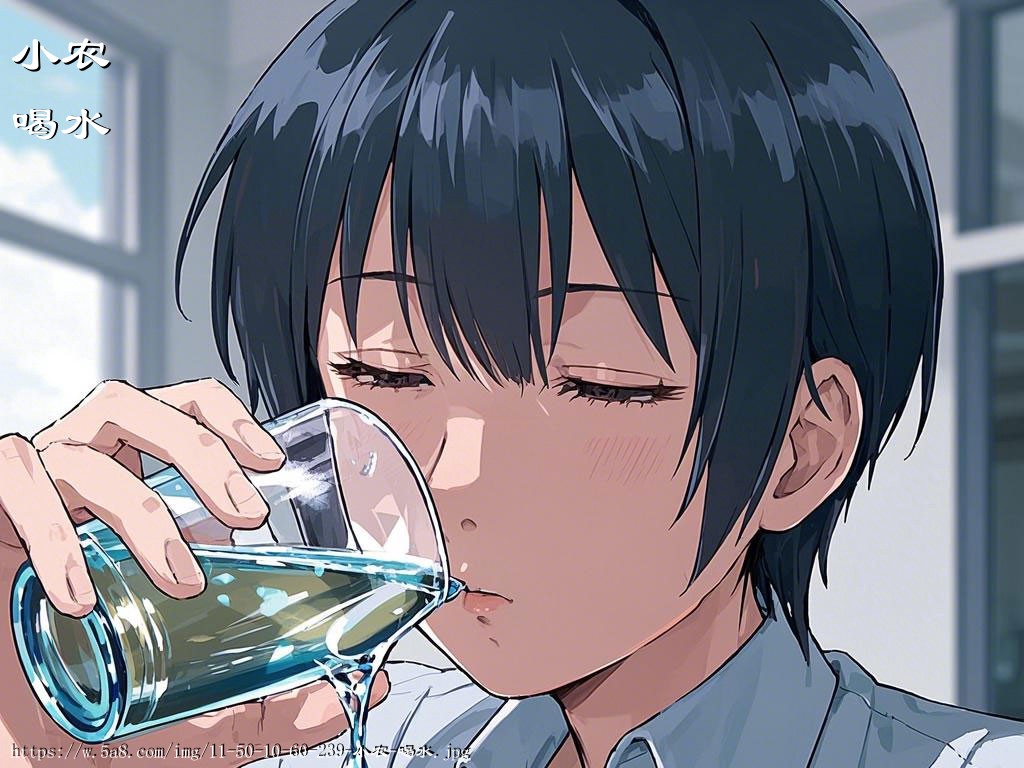 小农喝水搞笑图片