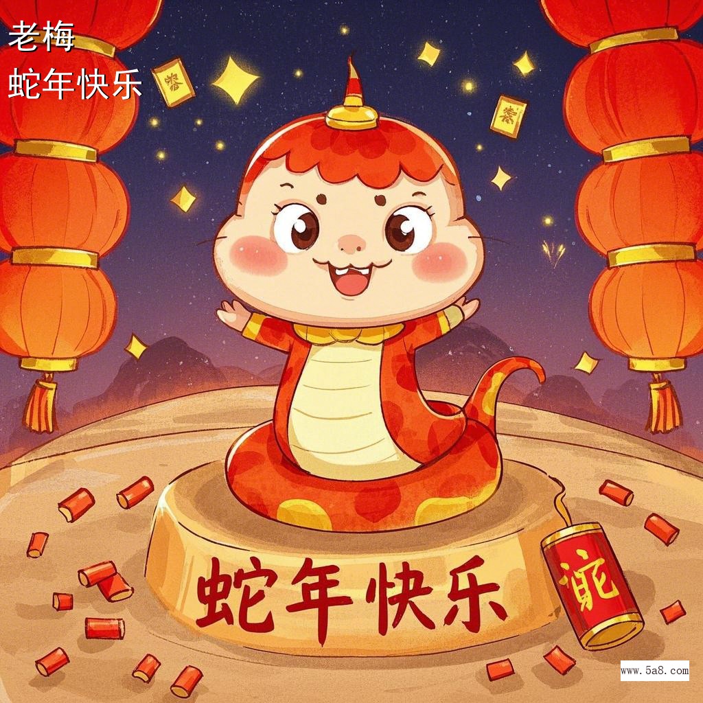 蛇年快乐老梅搞笑图片