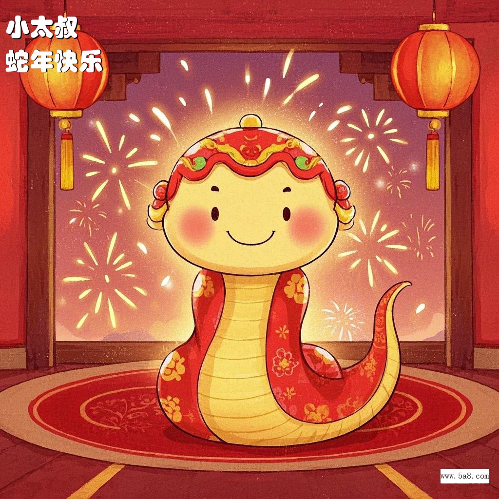 蛇年快乐小太叔搞笑图片