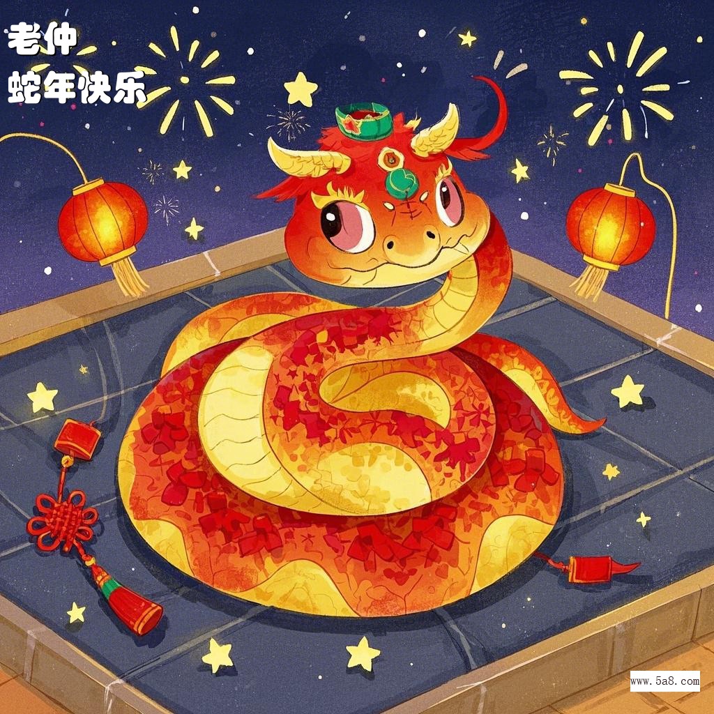 蛇年快乐老仲搞笑图片