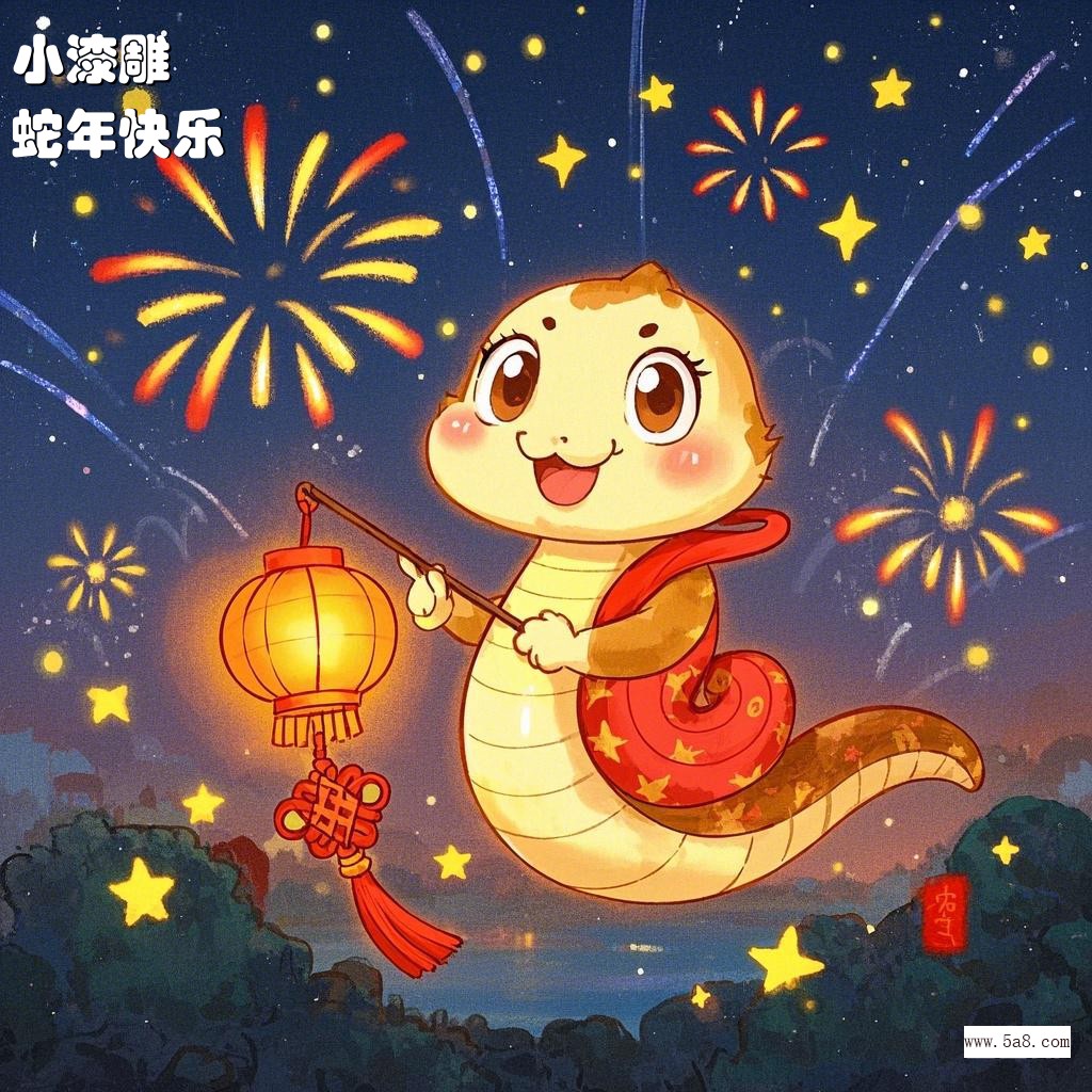 蛇年快乐小漆雕搞笑图片