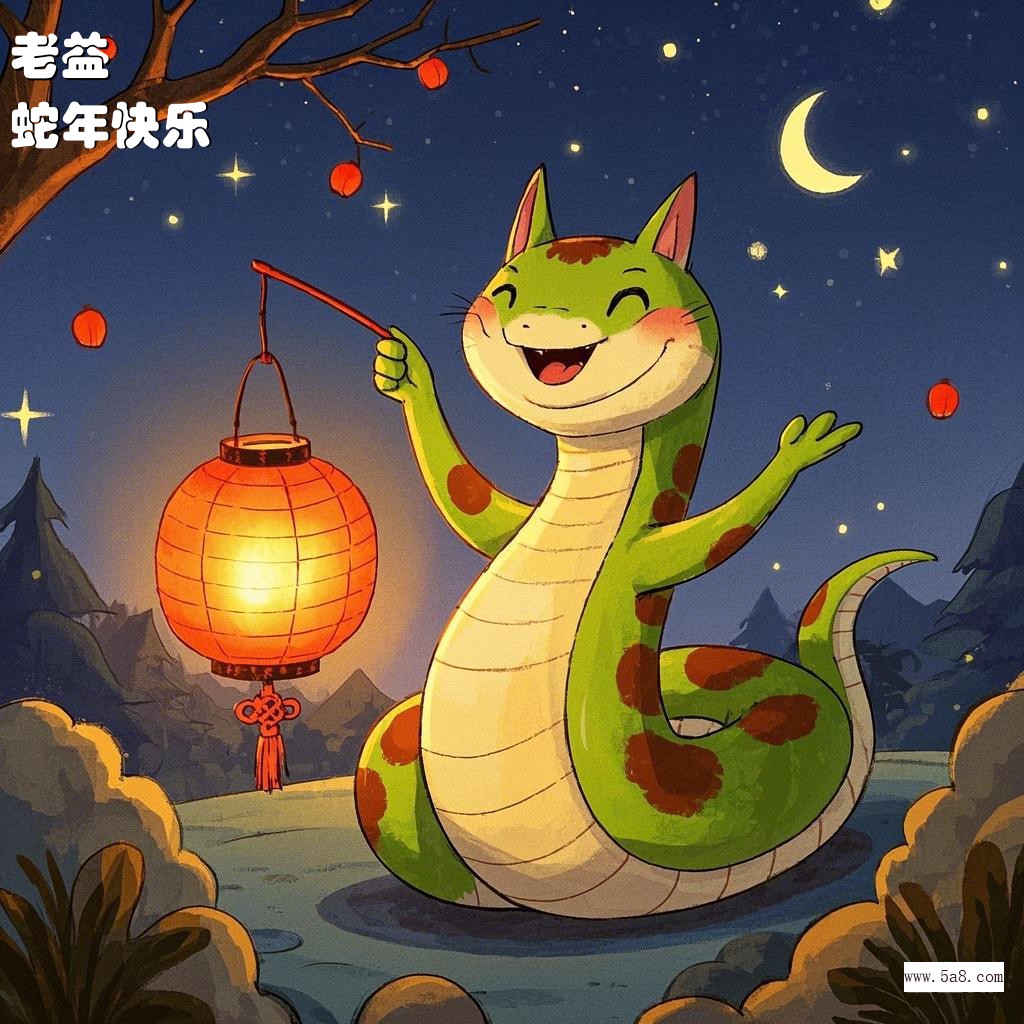 蛇年快乐老益搞笑图片