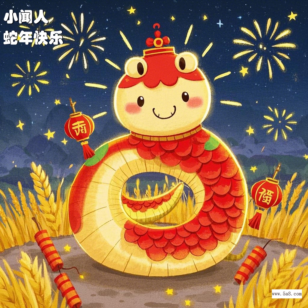 蛇年快乐小闻人搞笑图片