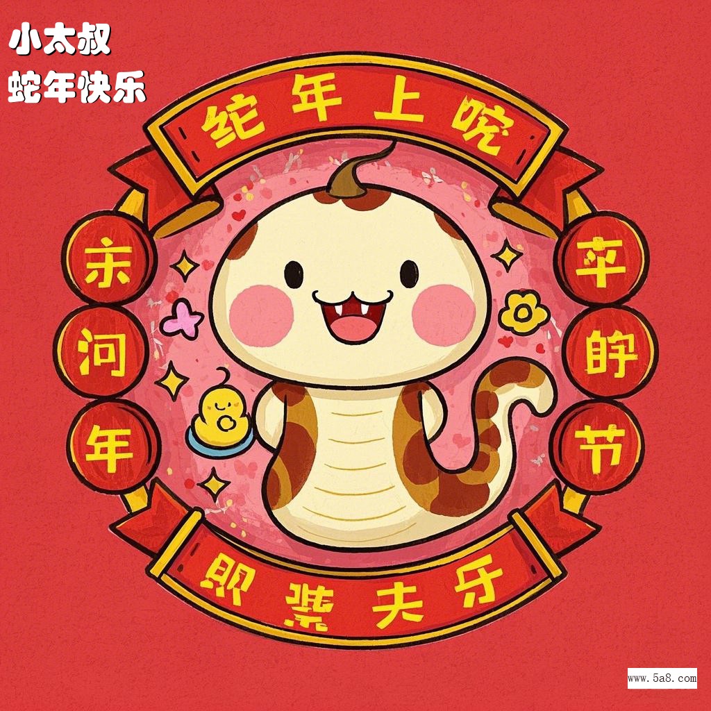 蛇年快乐小太叔搞笑图片