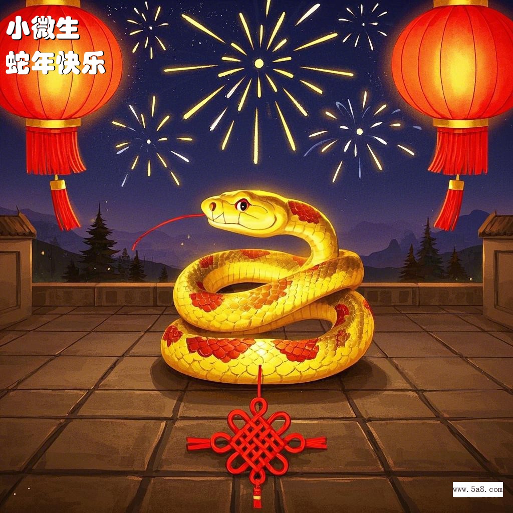 蛇年快乐小微生搞笑图片