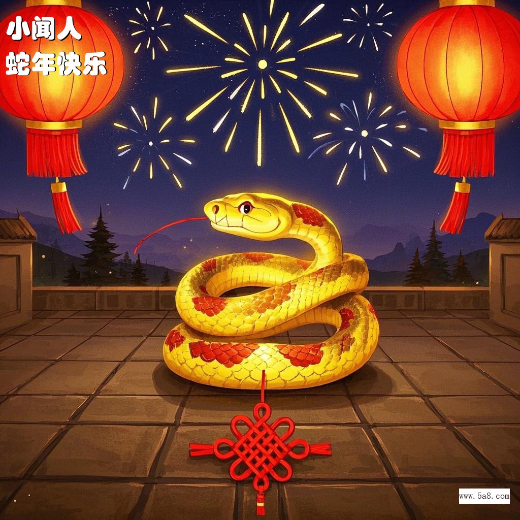 蛇年快乐小闻人搞笑图片