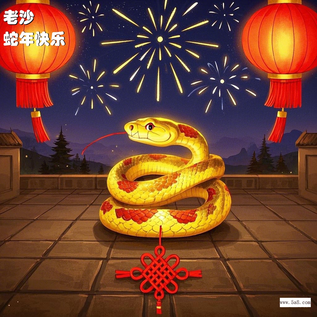 蛇年快乐老沙搞笑图片