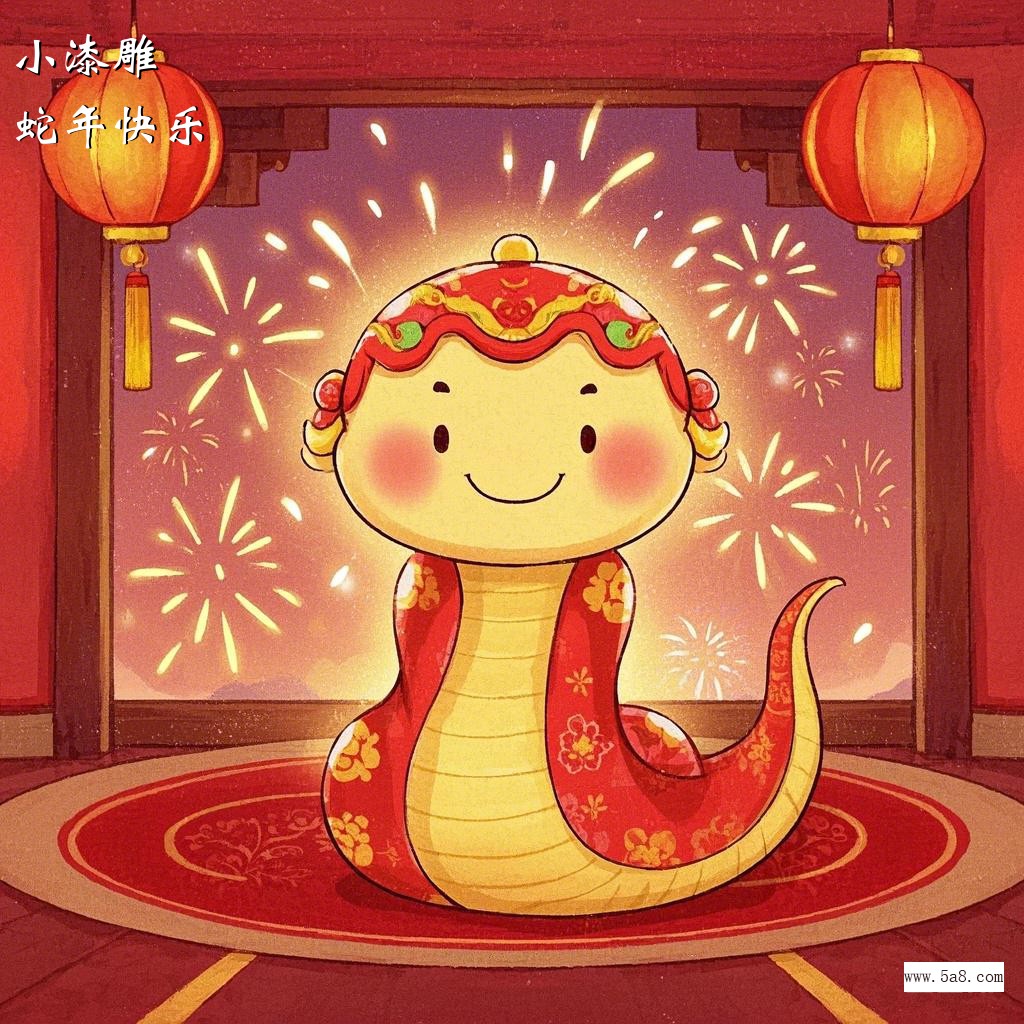 蛇年快乐小漆雕搞笑图片