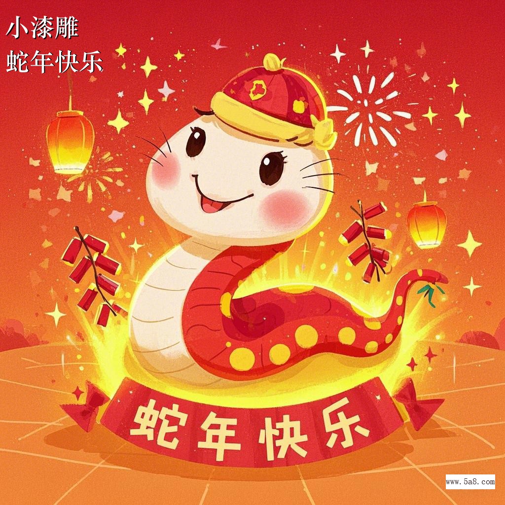 蛇年快乐小漆雕搞笑图片