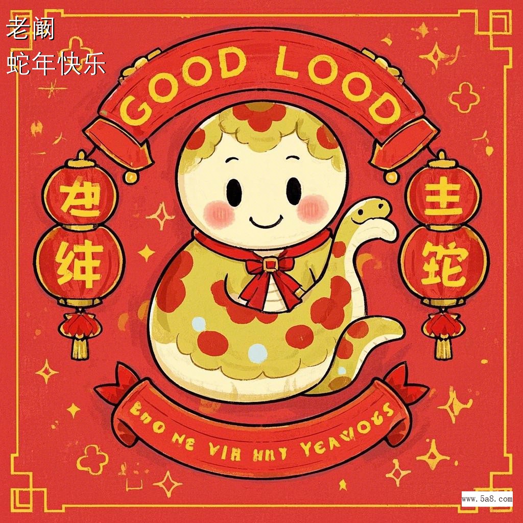 蛇年快乐老阚搞笑图片