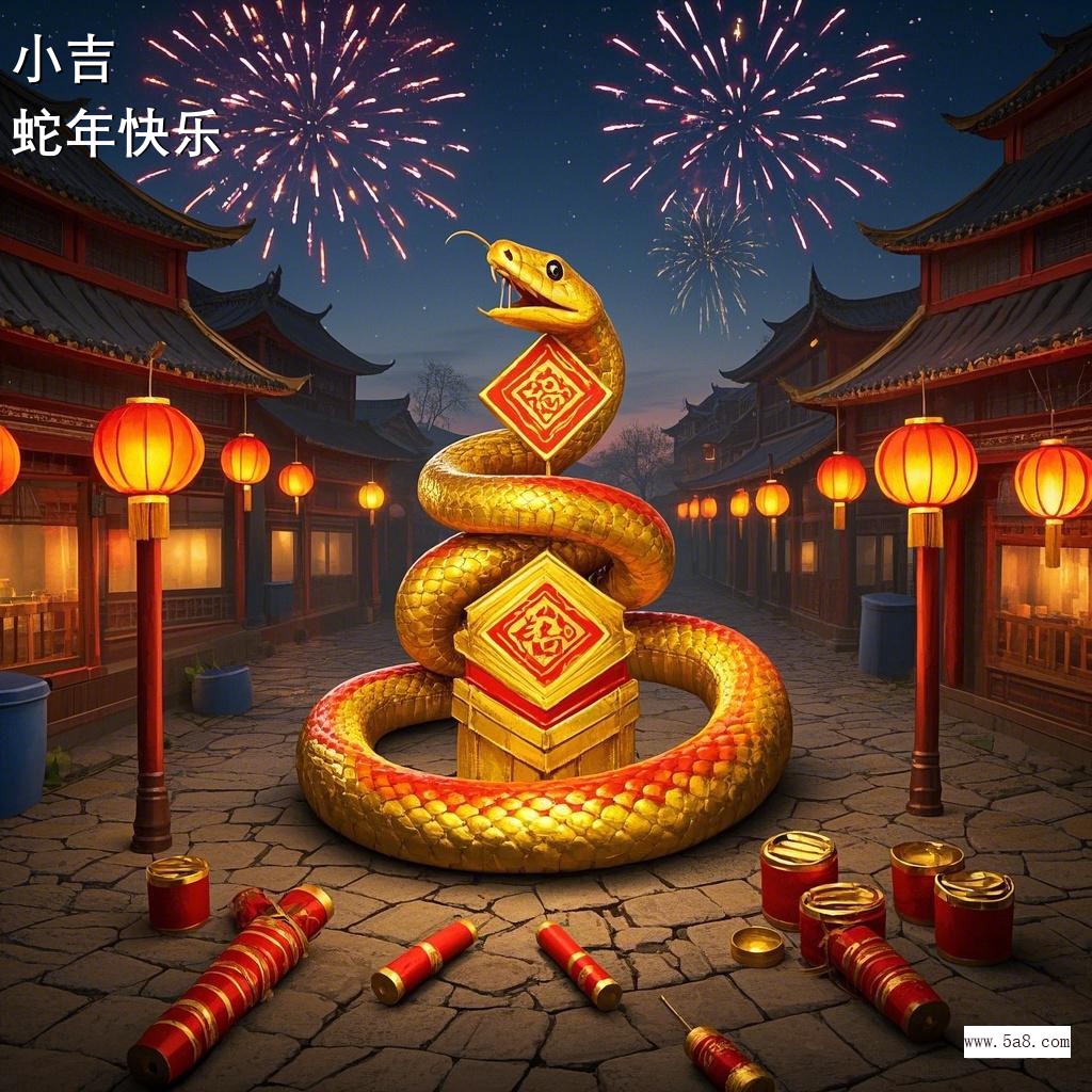 蛇年快乐小吉搞笑图片