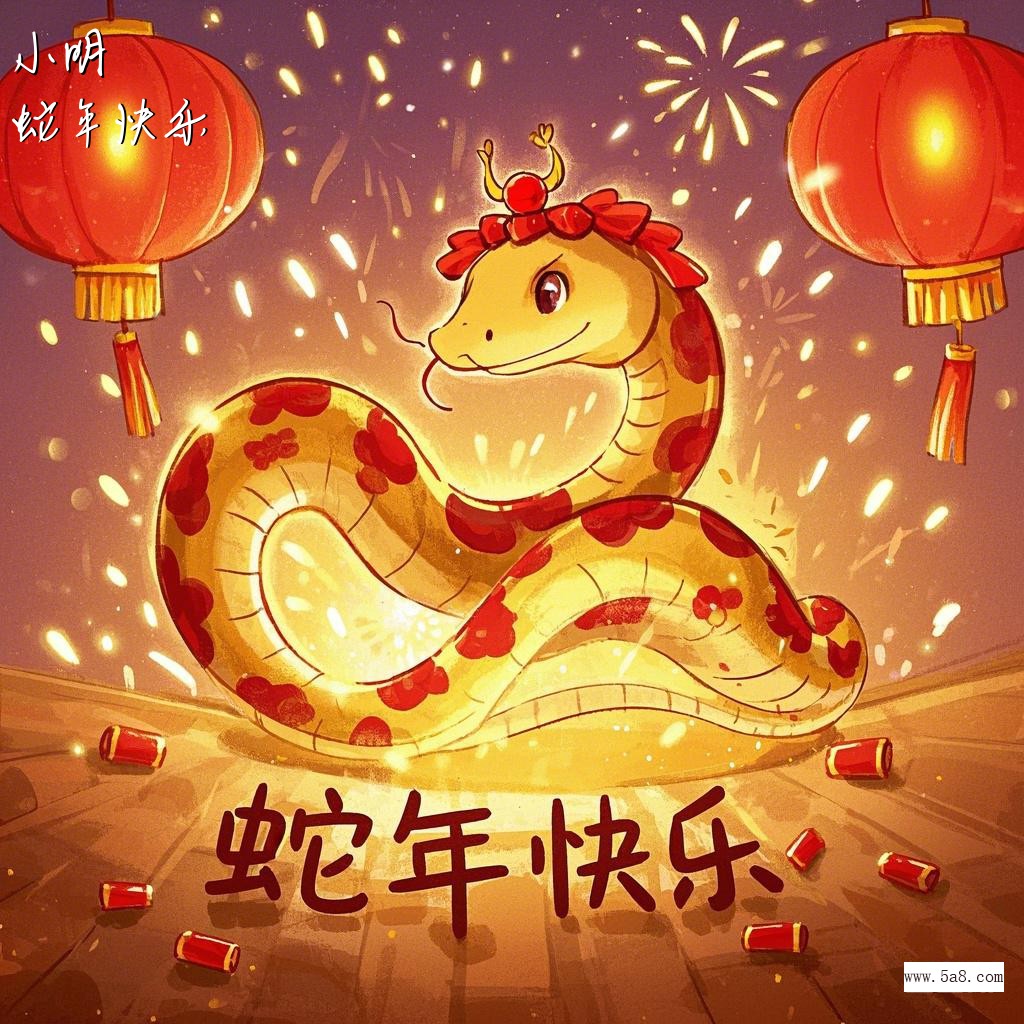 蛇年快乐小明搞笑图片